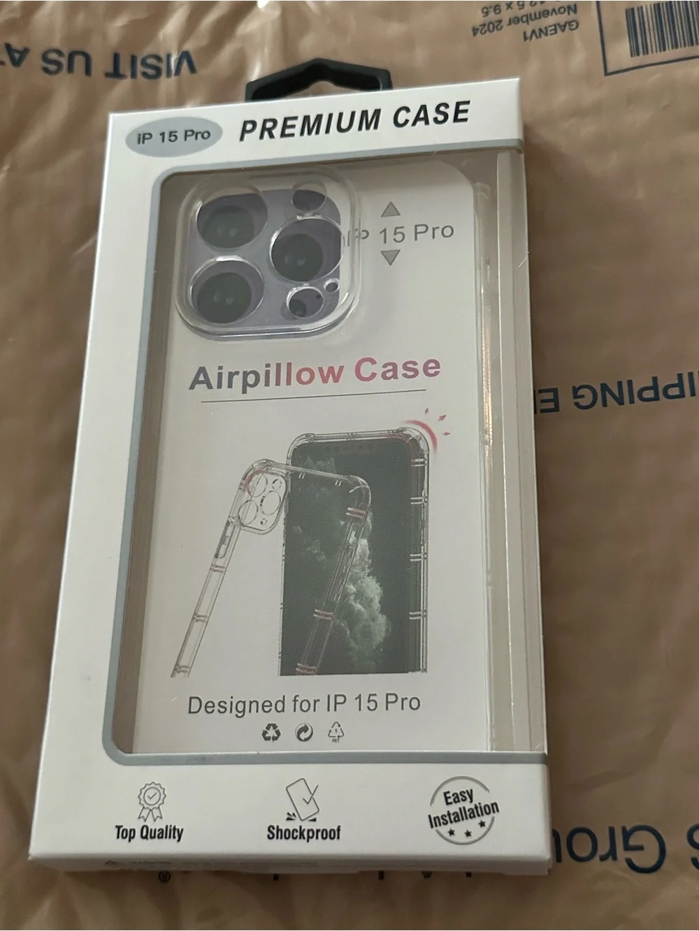 iPhone 15 Pro Shatterproof Transparent Cross Stripes Thick TPU Case Clear